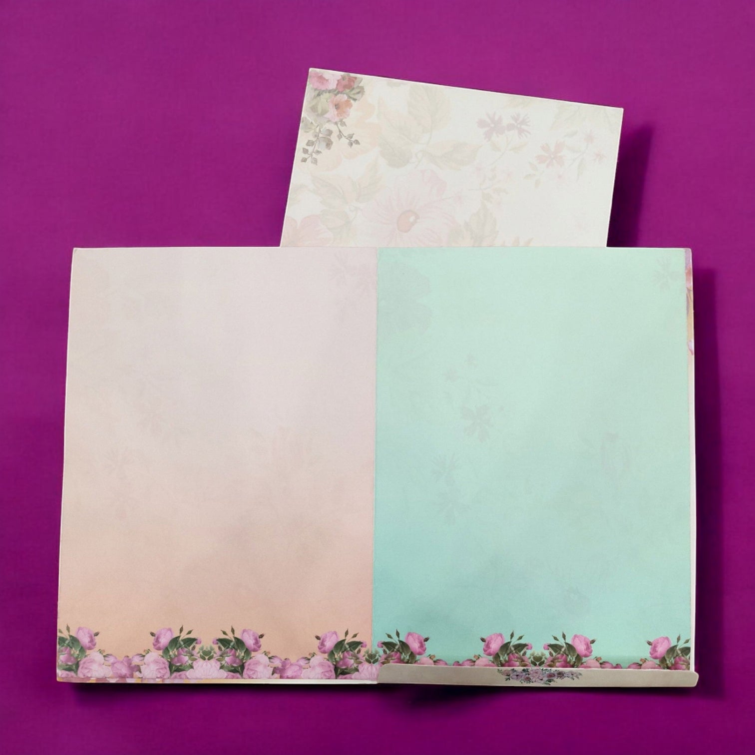 KL0164 Floral Design Semi Box Paper Wedding Card with 2 Inserts and Envelope-Kalash Cards