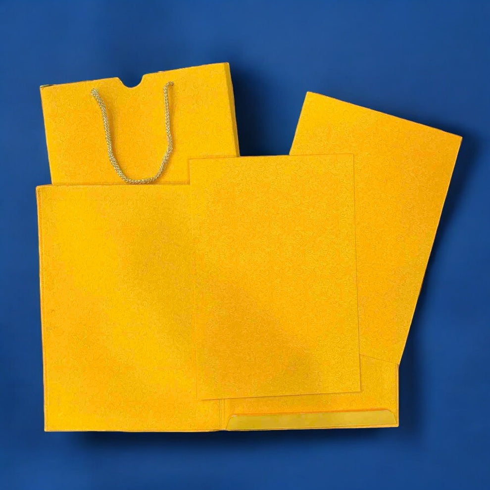 KL0165 Ganesha Design Carry Bag Style Hardbound Padding Thick Wedding Card with 2 Inserts and Envelope-Kalash Cards