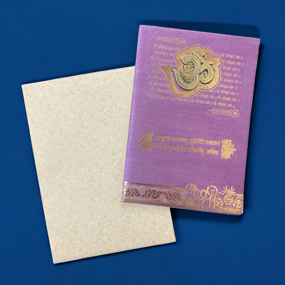 KL0179 Hindu Design Hardbound Padding Thick Wedding Card with 2 Inserts and Envelope-Kalash Cards