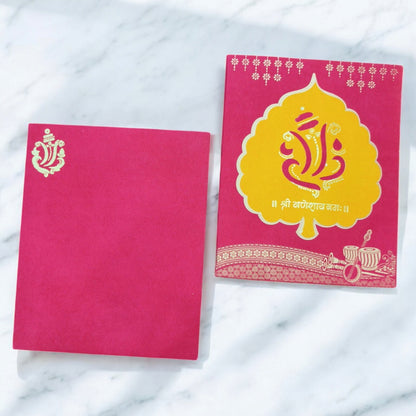 KL0271 Ganesh Design Semi Box Paper Wedding Card with 2 Inserts and Envelope-Kalash Cards