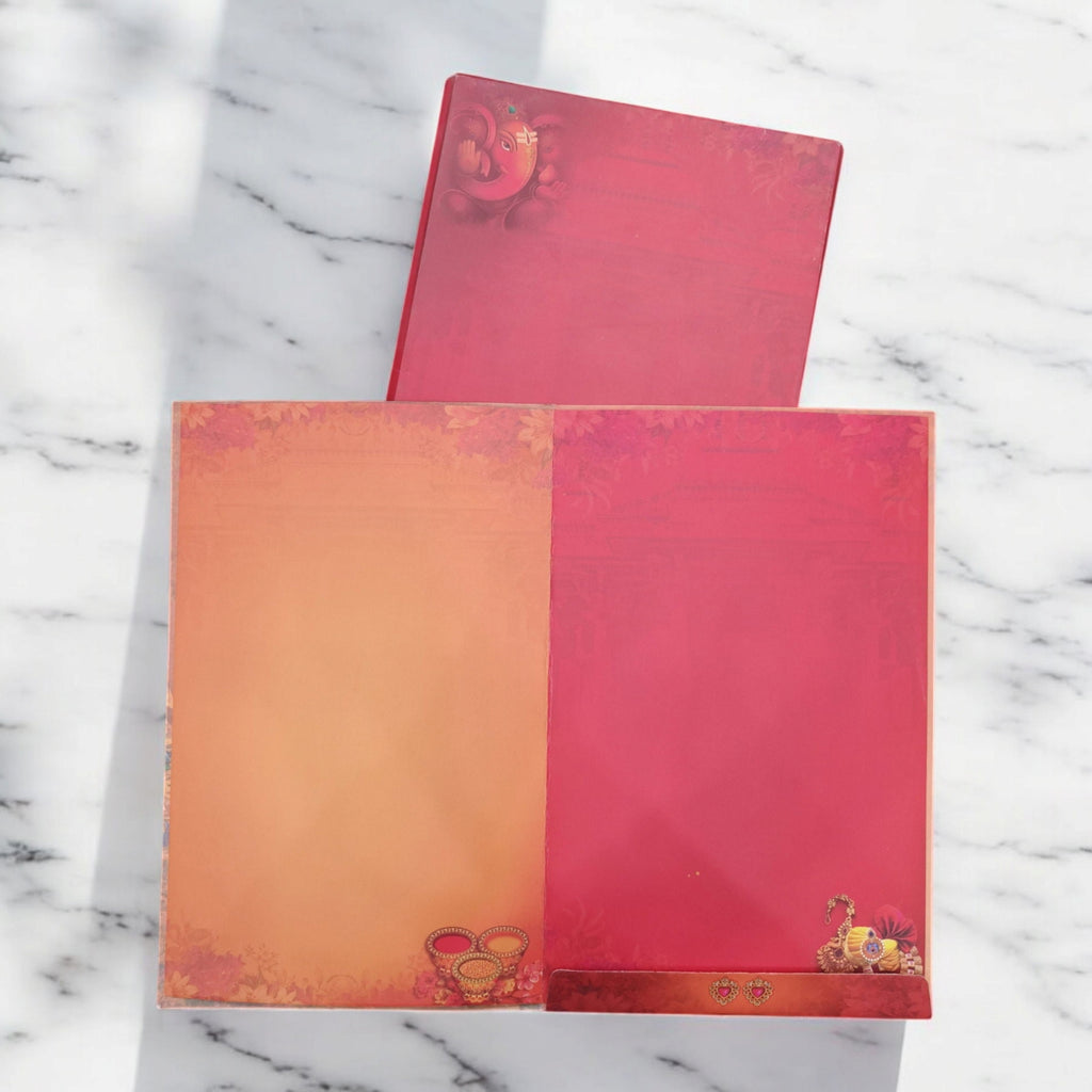 KL0712 Semi Box Paper Wedding Card with 2 Inserts and Envelope-Kalash Cards