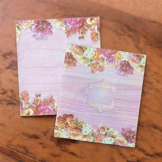 KL0719 Floral Semi Box Paper Wedding Card with 2 Inserts and Envelope-Kalash Cards