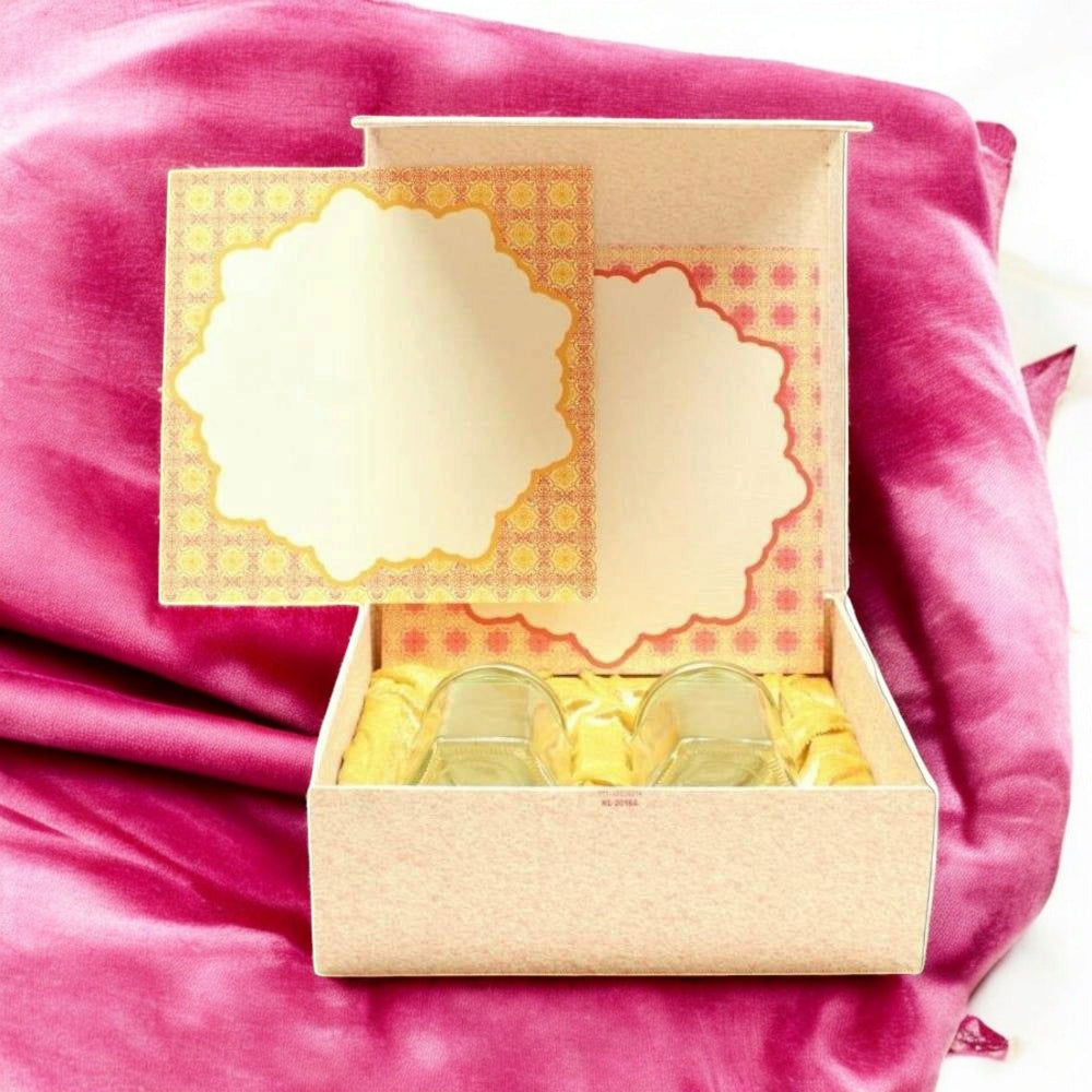 KL2016S1B Designer Cardboard Wedding Invitation Box with Printed Card Inserts (2 Jars)-Kalash Cards