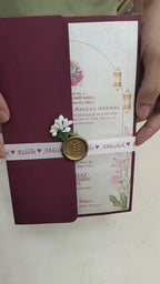 KL2132 Minimal Floral Design Wedding Card with Flower Seal and Band (1 Page)