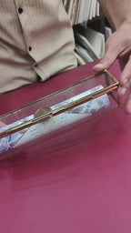 KL39 Floral Sikh Wedding Design Premium Gold Foil Paper Scroll Wedding Card with Luxury Transparent Glass Metal Box