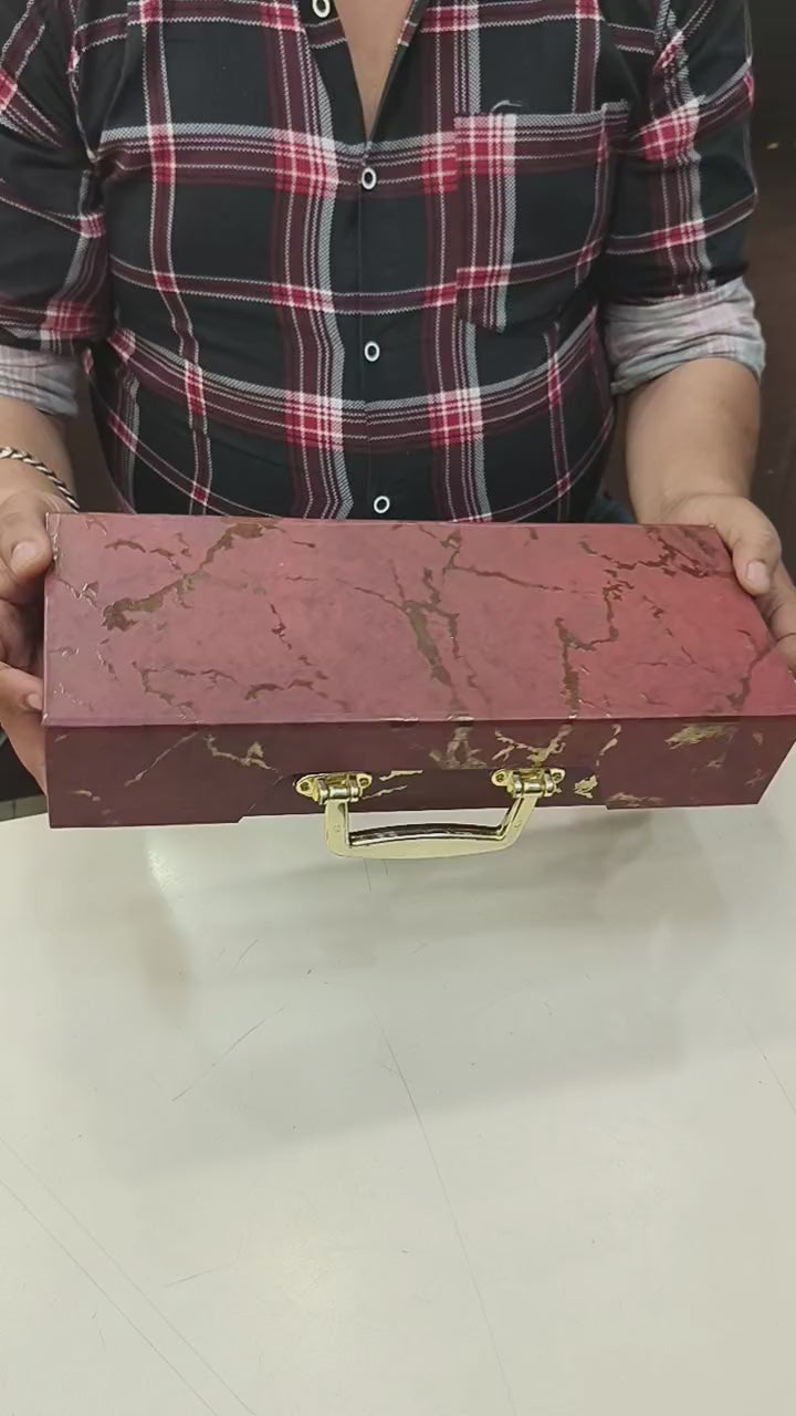 KL9019 Luxury Suitcase Style MDF Gift Box with Handle and 2 Page Cards (3 Jars)