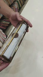 KL43 Floral Design Premium Gold Foil Paper Scroll Wedding Card with Luxury Transparent Glass Metal Box