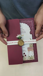 KL2171 Floral Theme Minimal Wedding Card with Flower Seal & Band (1 Page) - Pack of 10 Qty