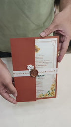 KL2133 Minimal Floral Design Wedding Card with Flower Seal and Band (1 Page)