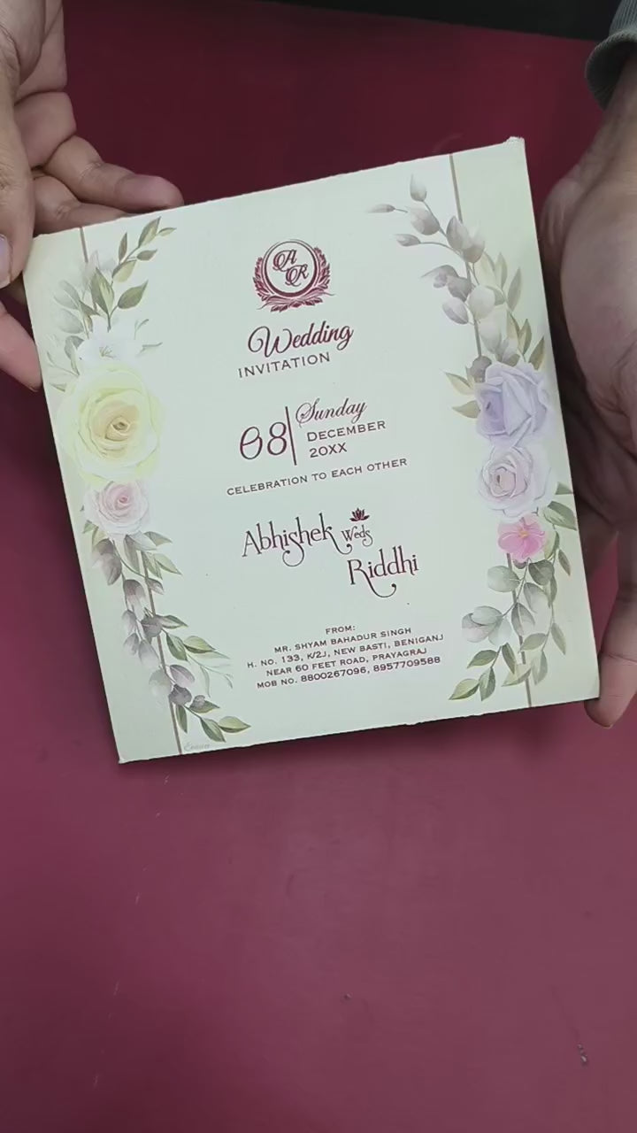 KL2191 Floral Design Translucent Wedding Card (2 Page) - Pack of 10 Qty