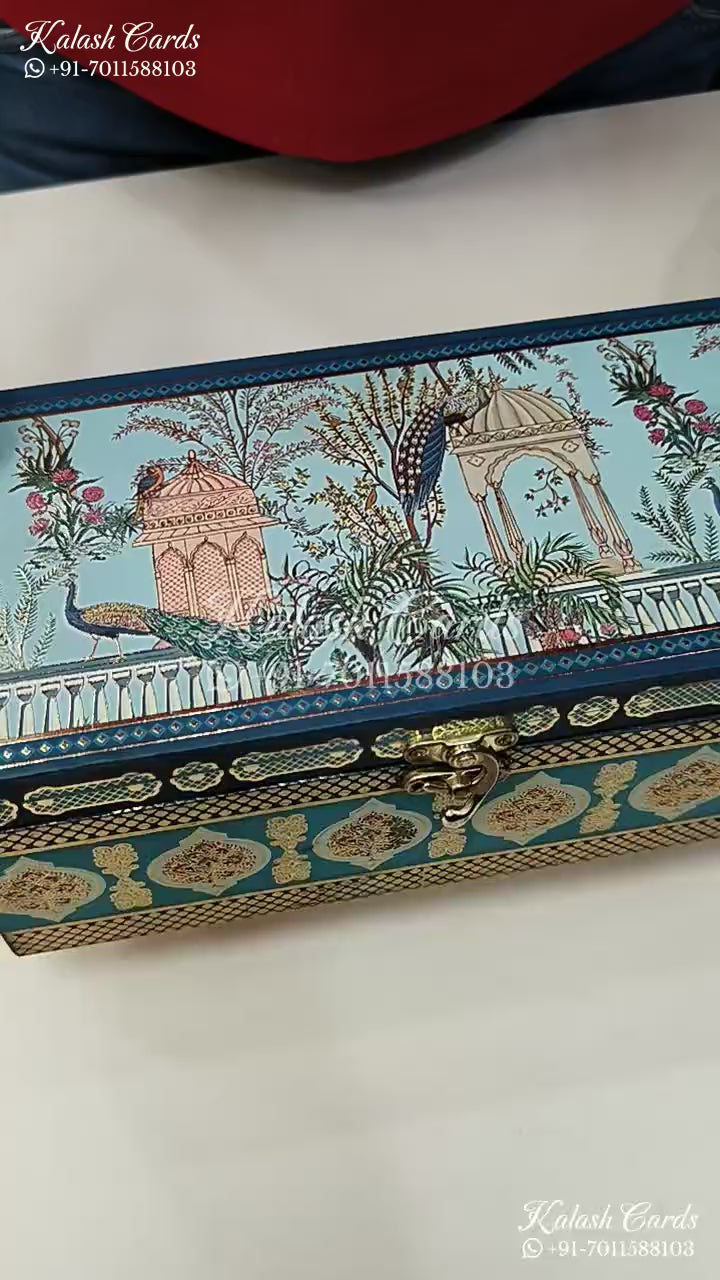 KL9012 Peacock Theme MDF Luxury Gift Box with 2 Printed Cards (2 Jars 200gm each approx)