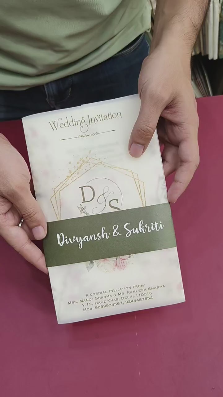 KL2215 Translucent Cover Luxury Wedding Card (2 Page)