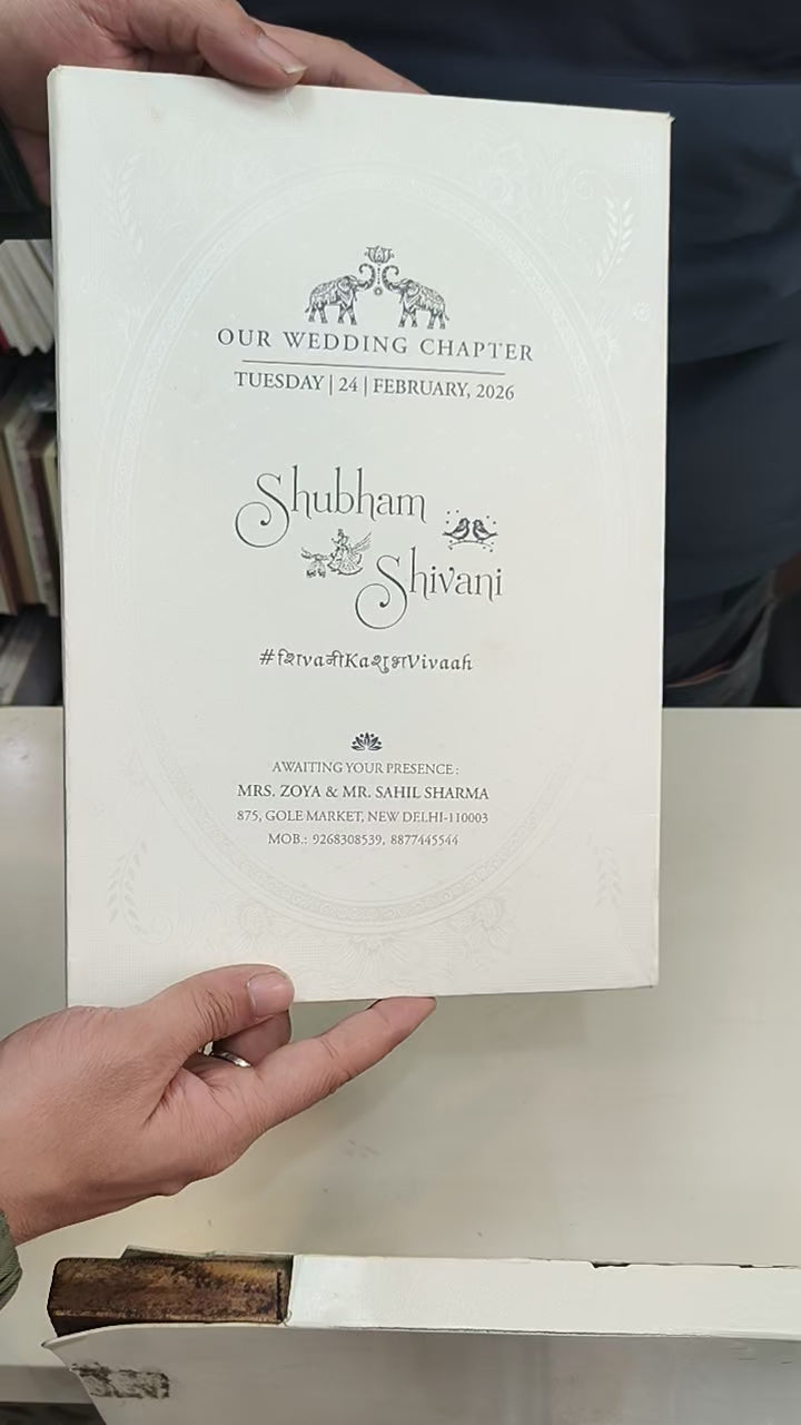 KLB573 Semi Box Paper Wedding Card with 2 Inserts and 1 Transparent Insert