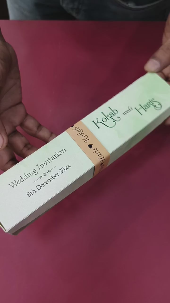 KL2094 Luxury Translucent Scroll Wedding Card with Matching Box Cover and Personalised Band