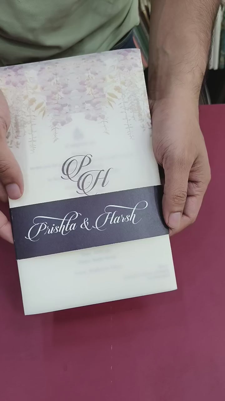 KL2168 Translucent Cover Luxury Wedding Card (2 Page) - Pack of 10 Qty