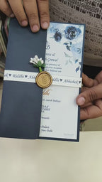 KL2176 Floral Theme Minimal Wedding Card with Flower Seal & Band (1 Page) - Pack of 10 Qty