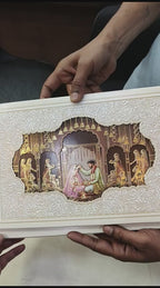 KLB524 Royal Mandap Theme Laser Cut Work Hardboard Padding Thick Wedding Card (2 Thick Page)