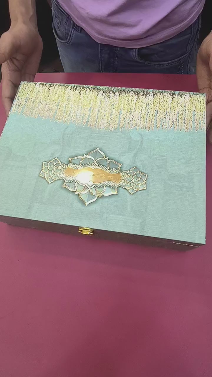 KL9084 Exclusive Floral Border Design Luxury Gift Box with 2 Page Translucent Cover Card (2 Jars)