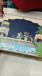 KL9016 Blue Pichwai Theme MDF Luxury Gift Box with 2 Printed Thick Cards (2 Jars 250gm each approx)