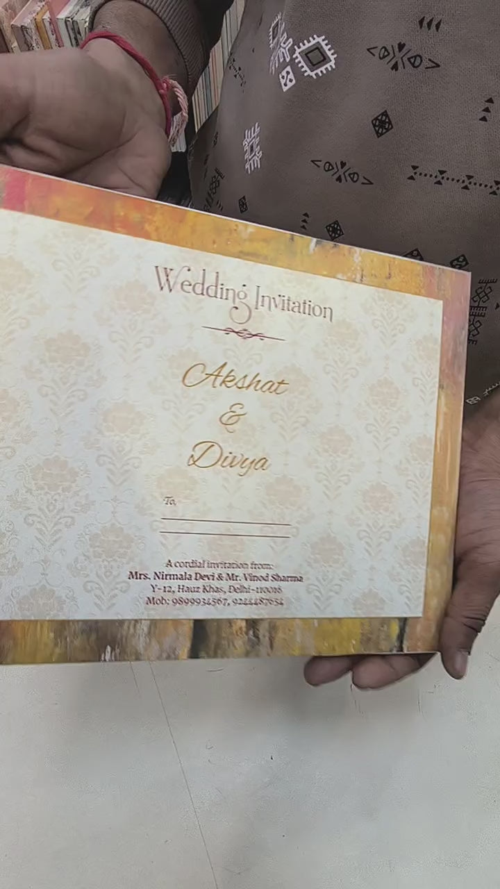 KL2112 Floral Design Door Style Velvet Fabric Hardboard Padding Thick Luxury Wedding Card with 2 Cards and Envelope