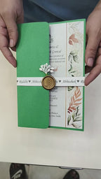 KL2177 Floral Theme Minimal Wedding Card with Flower Seal & Band (1 Page) - Pack of 10 Qty