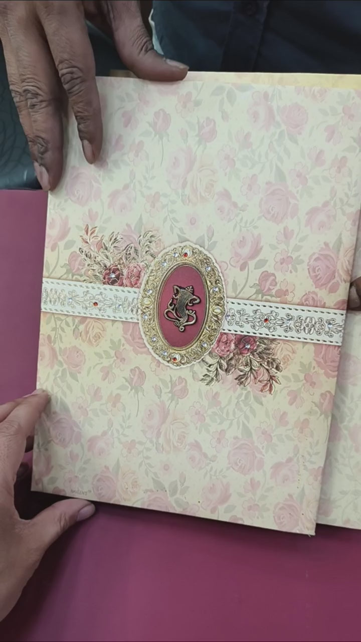 KLB1501 Premium Gold Foil Print Hardboard Wedding Card (2 Page)