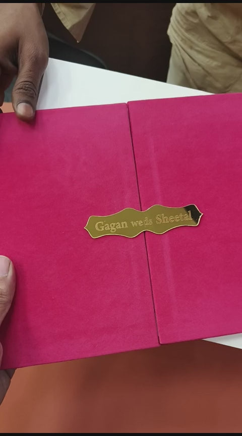 KLB1505 | Deep Fuchsia Velvet & Gold Leaf Hardboard Suite (2-Page)