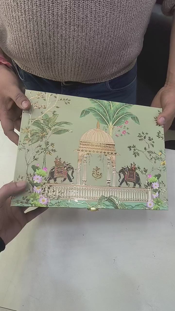 KL9026 Exclusive Elephant Design Luxury Gift Box with 2 Page Translucent Cover Card (2 Jars)