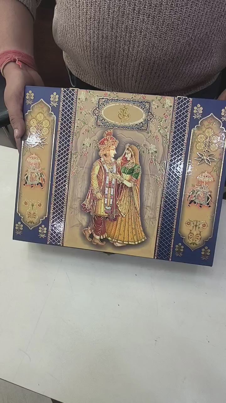 KL9040 Royal Raja Rani Design Luxury Gift Box with 2 Printed Page Cards (2 Jars)