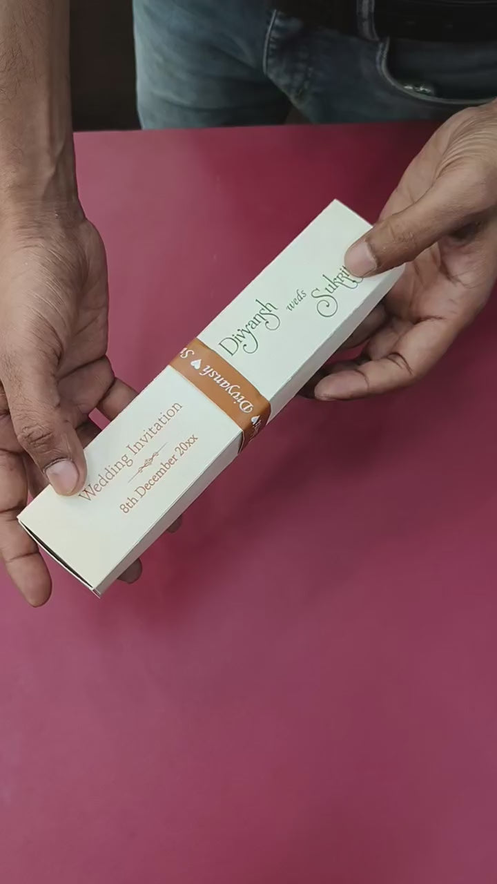 KL2122 Luxury Translucent Scroll Wedding Card with Matching Box Cover and Personalised Band