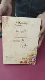 KLB1502: Floral Gold Leaf Paper Invitation Suite (2-Page)
