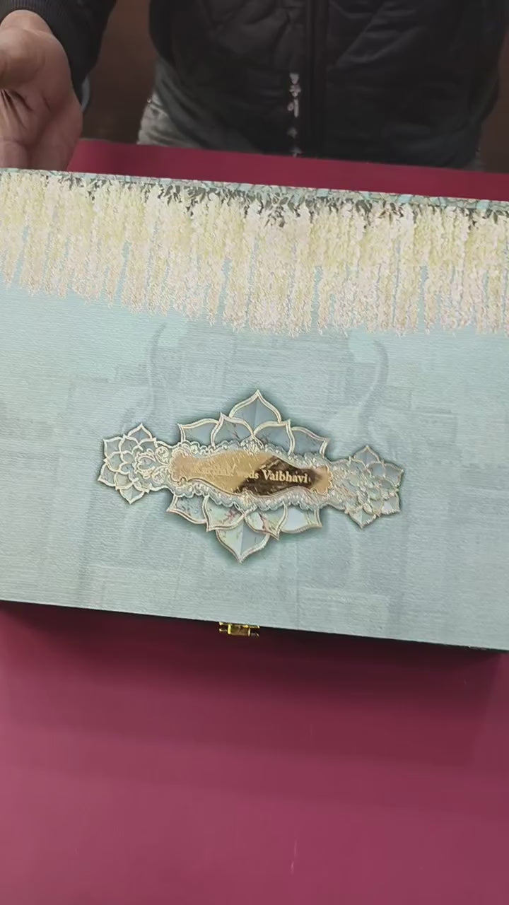 KL9084 Exclusive Floral Border Design Wood MDF Luxury Gift Box with 2 Page Translucent Cover Card (2 Jars 250gm each approx)