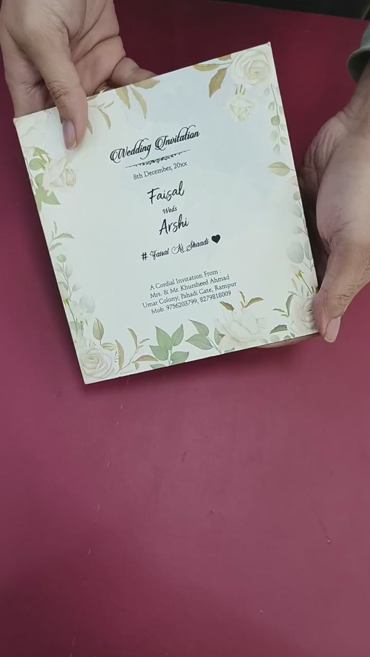 KL2190 Floral Design Translucent Wedding Card (2 Page) - Pack of 10 Qty