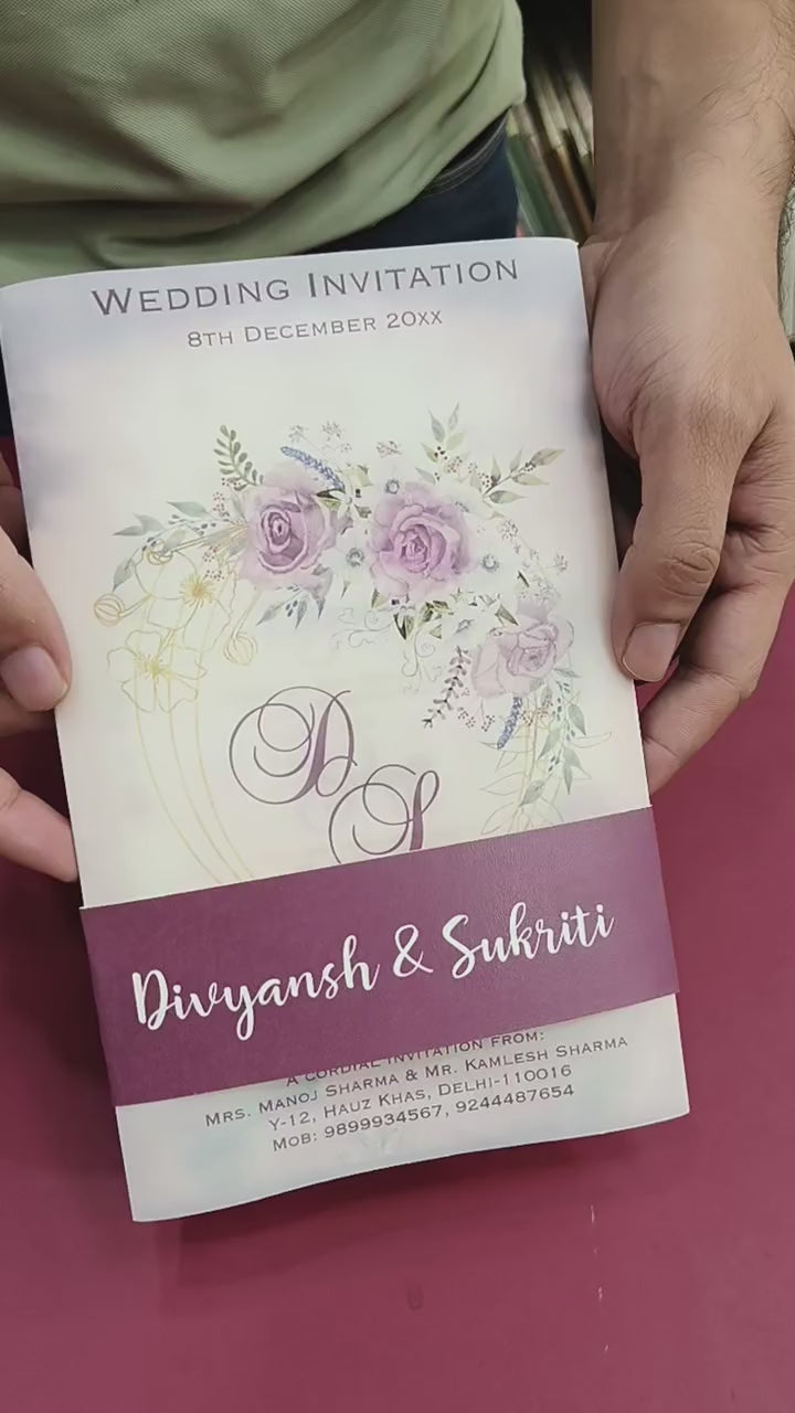 KL2216 Translucent Cover Luxury Wedding Card (2 Page) - Pack of 10 Qty