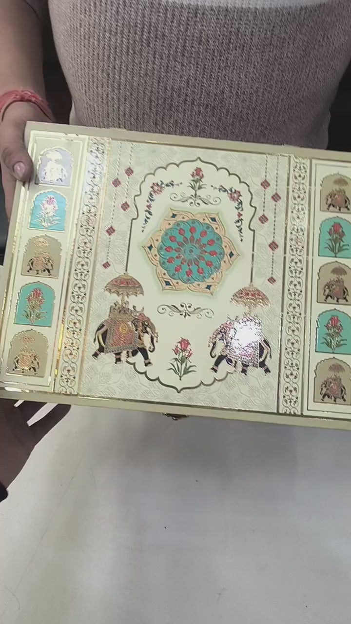 KL9032 Royal Elephant Design Luxury Gift Box with 2 Printed Page Cards (2 Jars)