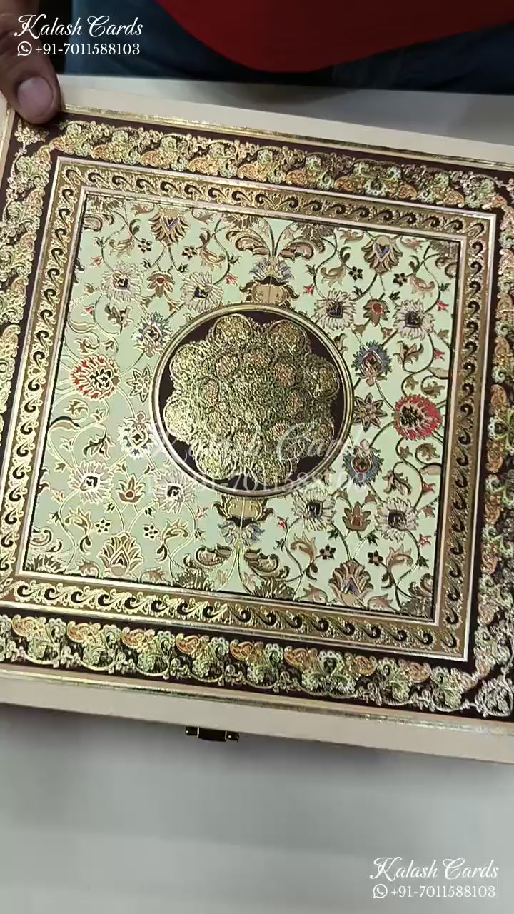 KL9008 Traditional Mandala Design MDF Luxury Gift Box with 2 Printed Cards (4 Jars 200gm each approx)