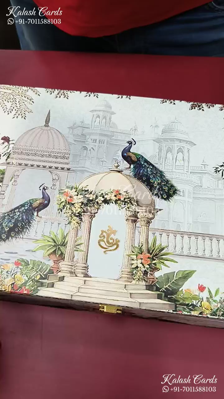 KL9015 Royal Peacock Design MDF Luxury Gift Box with 2 Thick Printed Cards (2 Jars 250gm each approx)