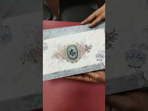 KLB-1228 Creme Grey Floral Laser Cut Semi Box Wedding Card (2 Page)