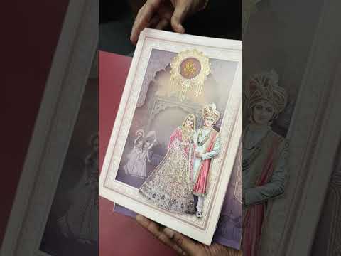 KLB-1218 Creme Purple Bride Groom Laser Cut Semi Box Wedding Card (2 Page)