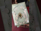 KLB-999 Green Royal Arch Floral Laser Cut 3-Fold Style Wedding Card (2 Page & Couple Name Acrylic)