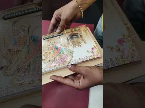 KLB-1251 Creme Brown Bride Groom Laser Cut Padded Thick Wedding Card (2 Page & Couple Name Wooden Plate)