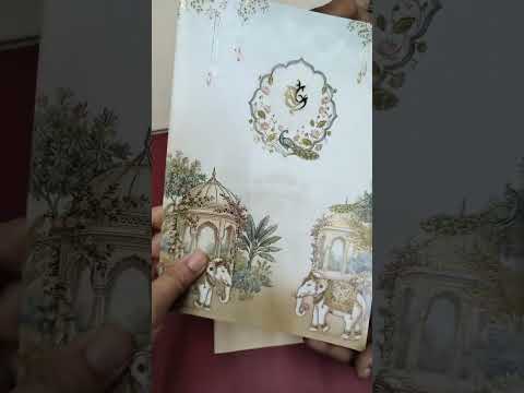KLB-1534 White Blue Elephant Semi Box Wedding Card (2 Page)