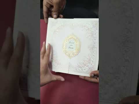 KLB-1136 Creme Floral Door Style Semi Box Wedding Card (2 Page)