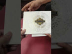 KLB-1281 White Traditional Door Style Embossed Padded Thick Wedding Card (2 Page & Couple Name Wooden Plate)