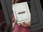 KLB-1276 White Golden Traditional Embossed Padded Thick Wedding Card (2 Page & Couple Name Wooden Plate)