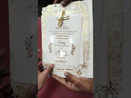 KLB-1249 White Creme Floral Laser Cut Semi Box Wedding Card (2 Page & Transparent PVC)