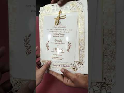 KLB-1249 White Creme Floral Laser Cut Semi Box Wedding Card (2 Page & Transparent PVC)