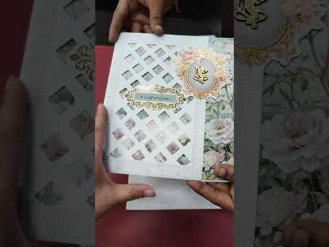 KLB-1445 Green Rose Floral Laser Cut Semi Box Wedding Card (2 Page)