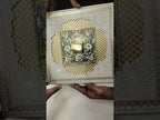 KLB731 Floral Design Creme Golden Color Laser Cut Hardboard Padding Thick Wedding Card (2 Page & Couple Name Acrylic)