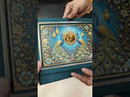 KLB848 Peacock Design Blue Color Leatherette Hardboard Padding Thick Wedding Card (2 Page & Couple Name Acrylic)